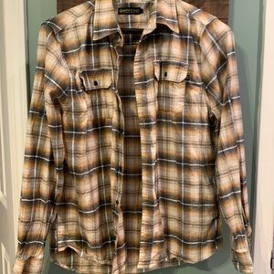 Blue and gold plaid button up